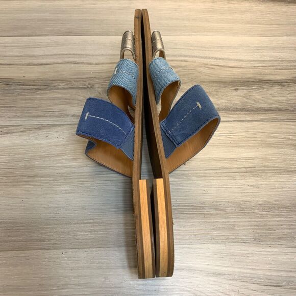 Frye and Co Womens Evie Slip On Sandals Flat Slide 3 Straps Casual Blue Size 11M - Picture 3 of 9